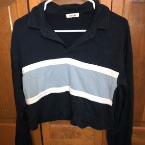 Long Sleeve Navy Cropped Top from Garage